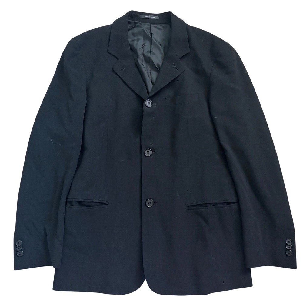 Vtg Emporio Giorgio Armani 100% Wool 3 Button Blazer Men 38S Black Made in Italy